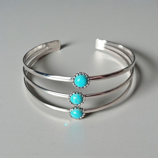 bransoletki z kamieni naturalnych Potrójny turkus bransoletka otwarta