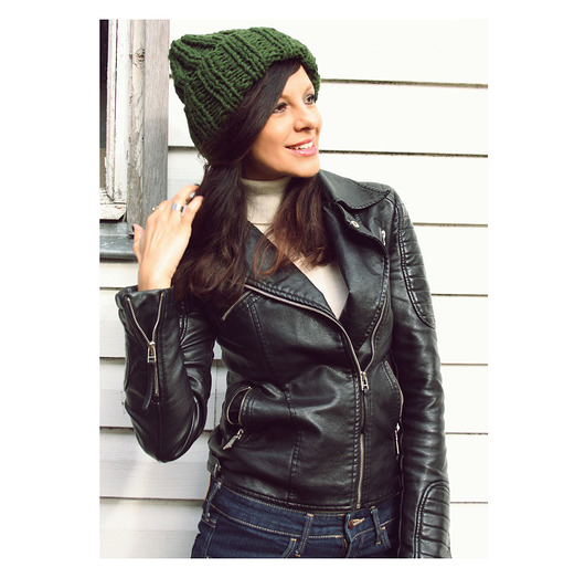 Zielona czapka beanie  z wełną Mademoiselle Patrini