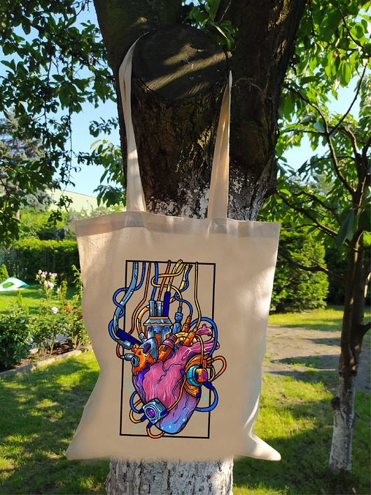 Torba bawełniana z nadrukiem Mechaniczne serce ART ORGANIC