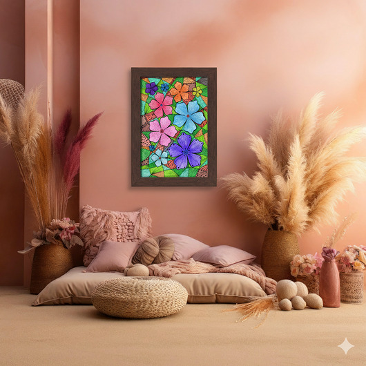 grafiki i ilustracje 30. KOLOROWE KWIATY - rysunek, plakat.