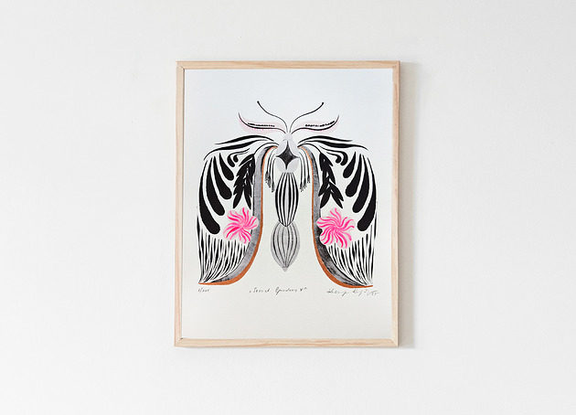 grafiki i ilustracje Grafika SECRET Gardens X, druk giclee, czerń i róż