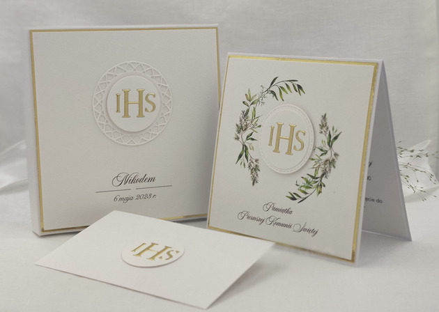 kartki na komunię Kartka na komunię z pudełkiem i kopertą, 25