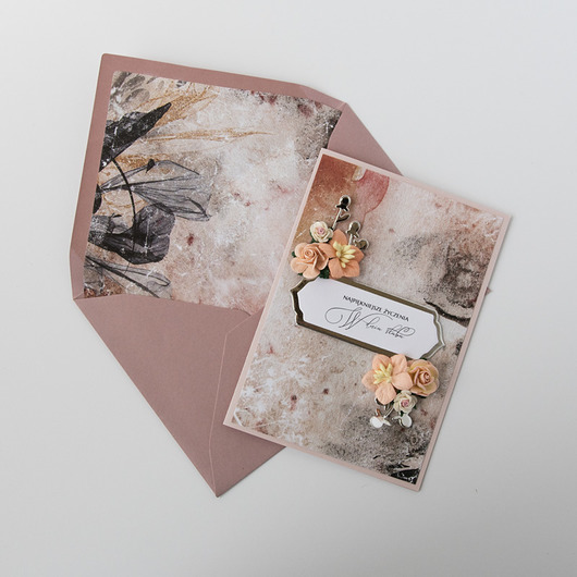 kartki scrapbooking Kartka ślubna z ozdobną kopertą