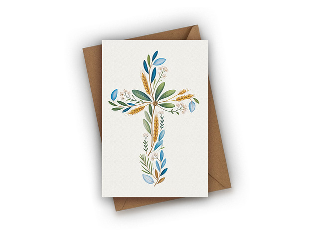 kartki okolicznościowe - wydruki Kartka z Krzyżem- na Chrzest Święty, Komunię, Bierzmowanie