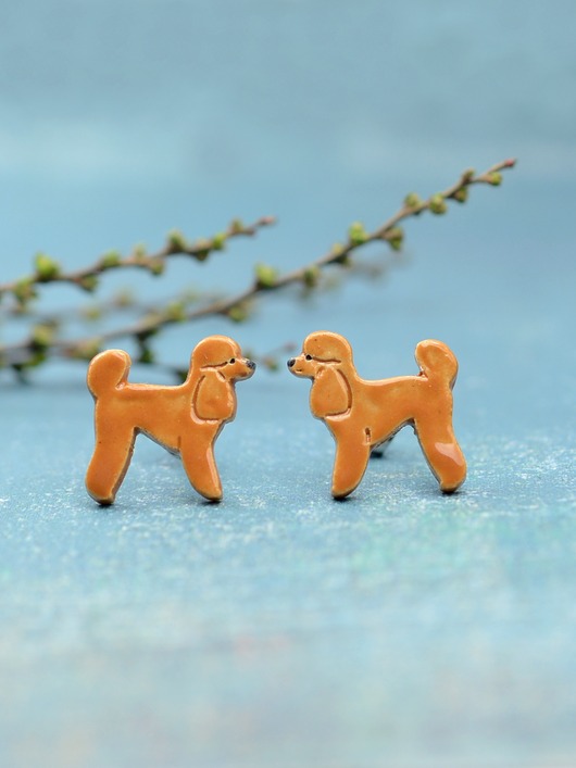 kolczyki ceramiczne Pudel  miniaturka pieski - ceramiczne kolczyki