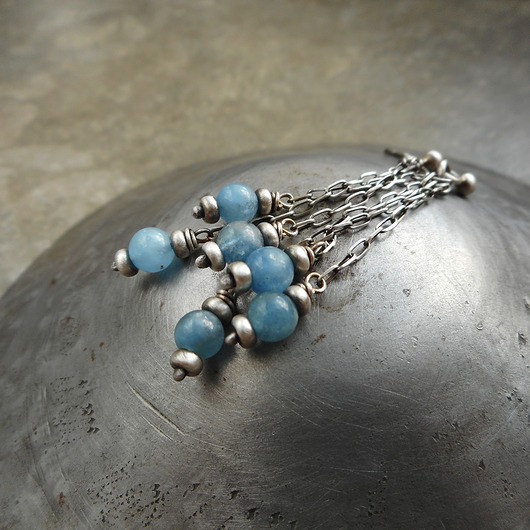 kolczyki srebrne Błękitne kolczyki srebro 925