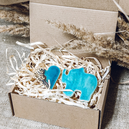 magnesy Love Box  na walentynki - Magnesy serce i słonik