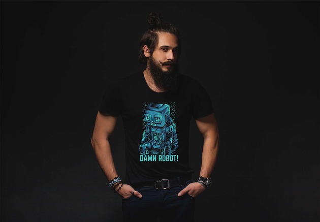 Koszulka organiczna z nadrukiem Damn robot! ART ORGANIC