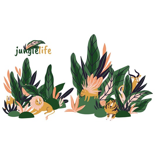naklejki ścienne do pokoju dziecka Zestaw naklejek Jungle Life