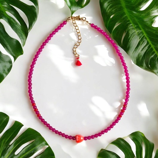 chokery Choker : energy : summer collection : jadeit i ceramiczne serduszko