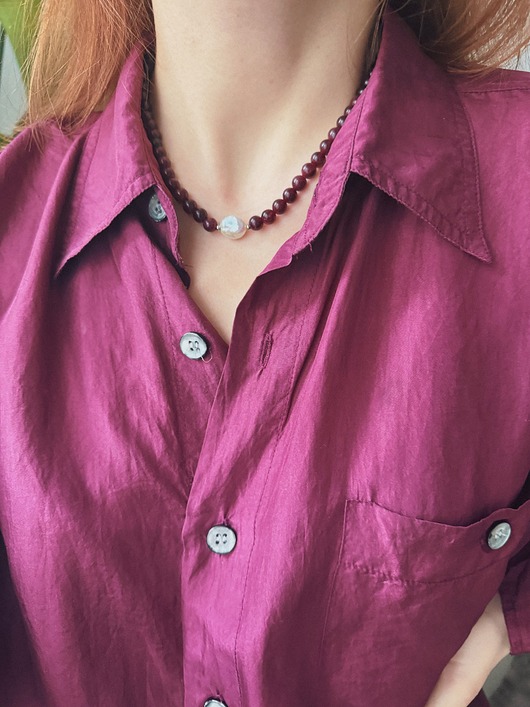 korale Naszyjnik z kamieni naturalnych z perłą