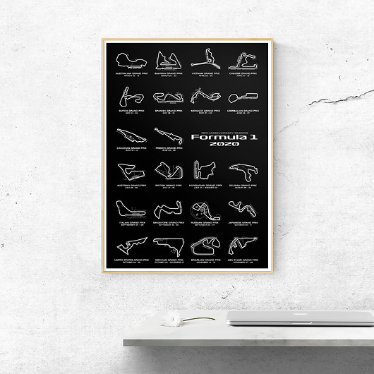 Plakat Tory wyścigowe - F1 2020 Season Peszkowski Graphic