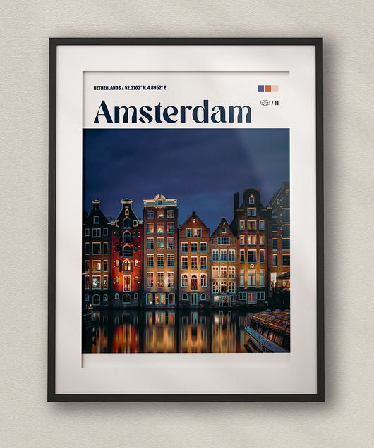 plakaty Minimalistyczny plakat Amsterdam Holandia - Do salonu, sypialni, biura