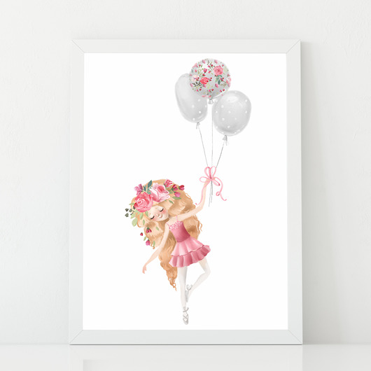 PLAKAT, OBRAZEK Klara z balonami Dekoracjan