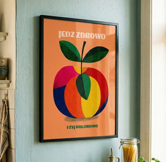 plakaty Plakat vegan zdrowie kuchnia jabłko 30x40