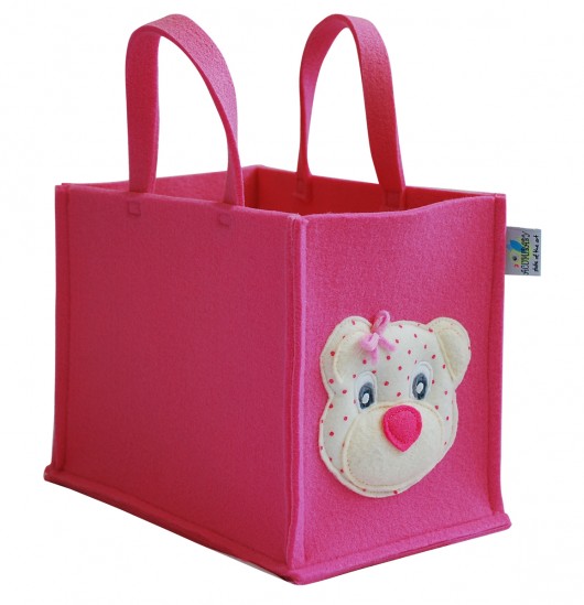ACUMI-BOX z Misiem-średni róż z kokardką ACUMIBABY