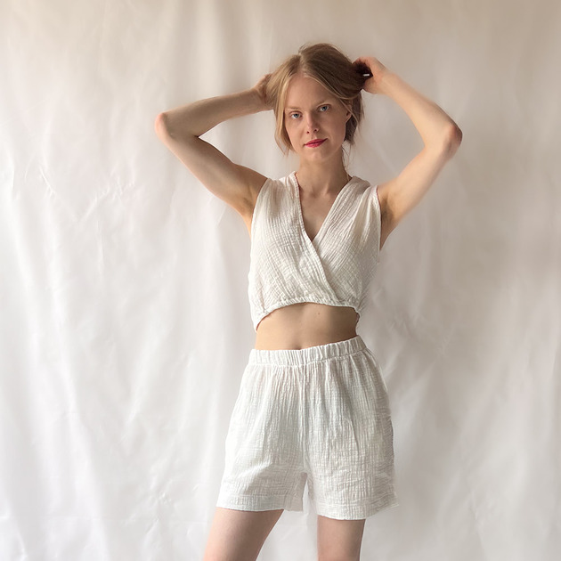 szorty damskie Szorty -  lniany muslin