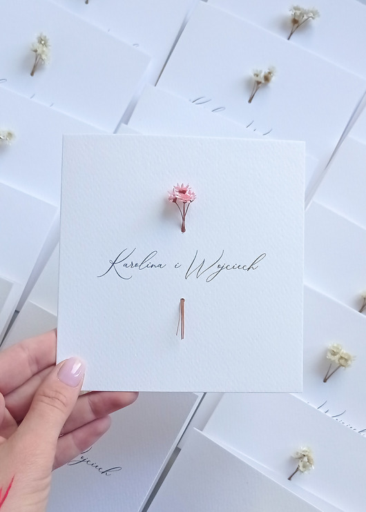 Zaproszenie Ślubne z Suszonymi Kwiatami PaperFlamingo