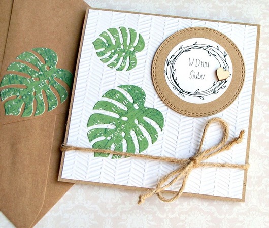 KARTKA ŚLUBNA ::eko :: MONSTERA :: WHITE&GREEN kaktusia