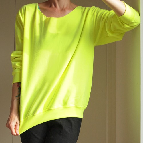 bluza bez kaptura damska Fluo żółty Z