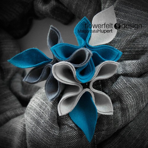 szarości z turkusem   FlowerFelt Design