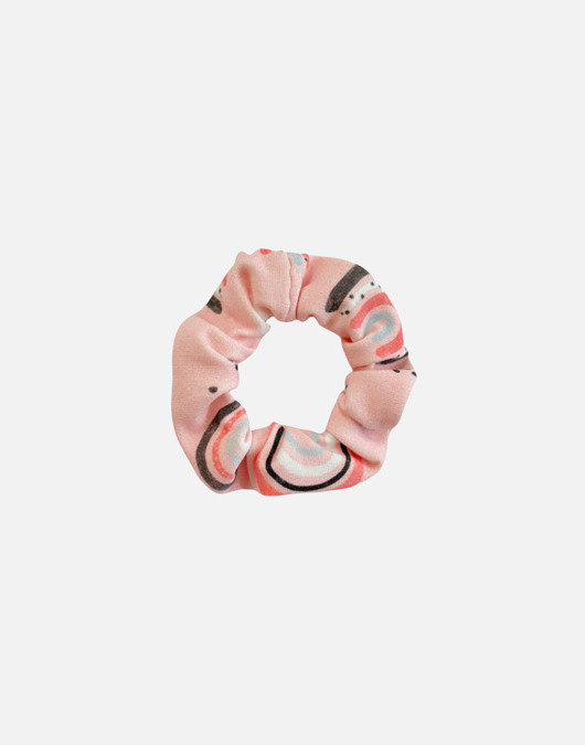 gumki do włosów Scrunchie gumka frotka wąska - tęcza różowa