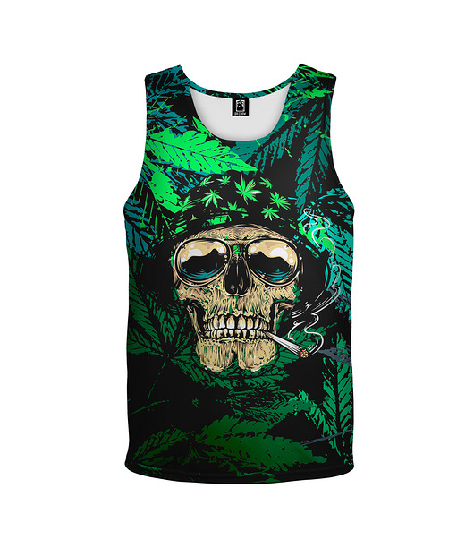 t-shirty dla dziewczynki Bokserka Top Girl DR.CROW Cannabis Skull Green
