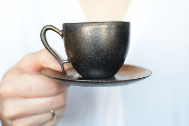 filiżanki Filiżanka ceramiczna espresso Ciemne Złoto i Srebro