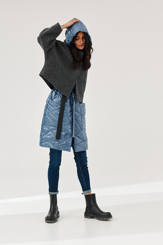 kurtki damskie Kurtka wełna +kamizelka komplet