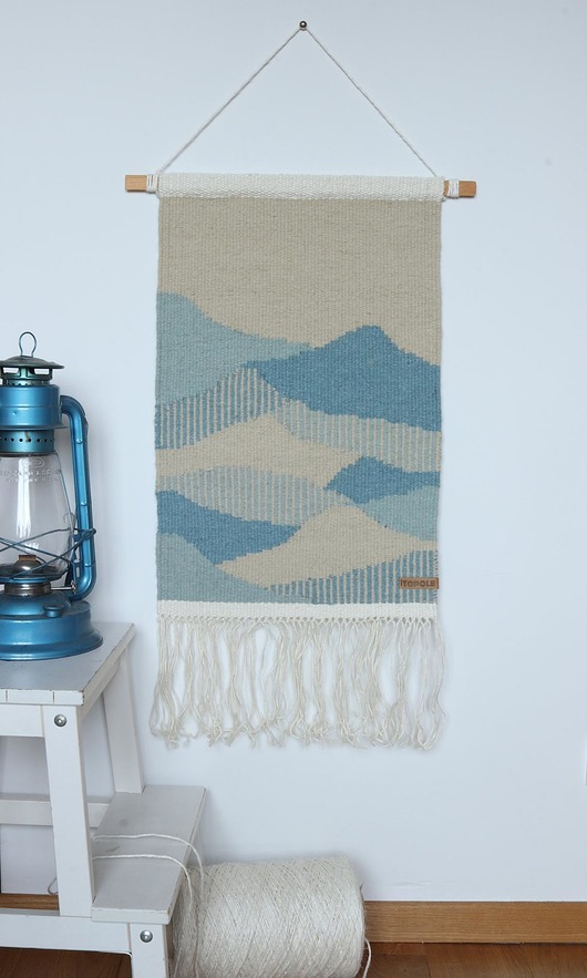 Ozdoby na ścianę Ręcznie tkany kilim  - wełniana makatka - CHMURY