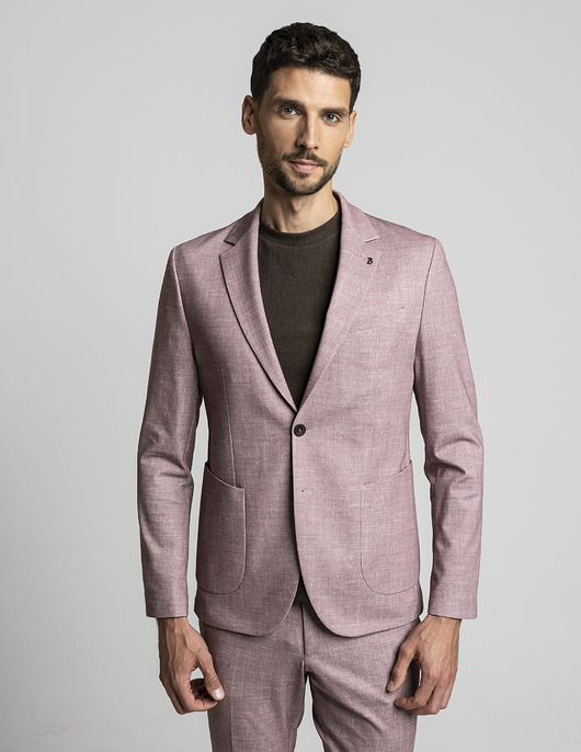 marynarki męskie Marynarka do zestawu lumarzo róż slim fit