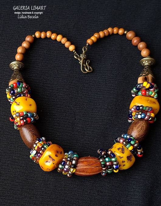 kolie Unikatowa kompozycja naszyjnika w stylu etno niezwykły prezent handmade