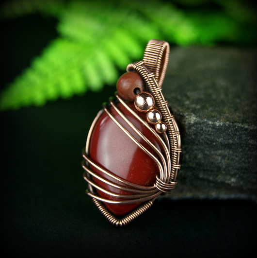 wisiory Jaspis mokait wisiorek wire wrapping