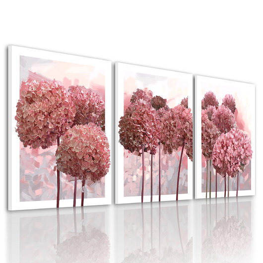 obrazy OBRAZ NA PŁÓTNIE - HORTENSJE 3 części 50x70cm
