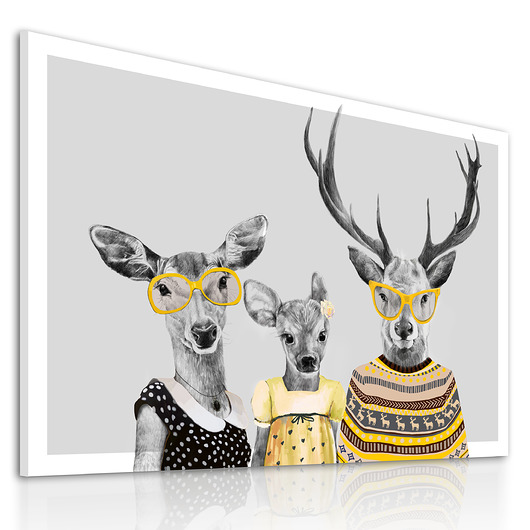 obrazy OBRAZ NA PŁÓTNIE - Rodzina jeleni 120x80