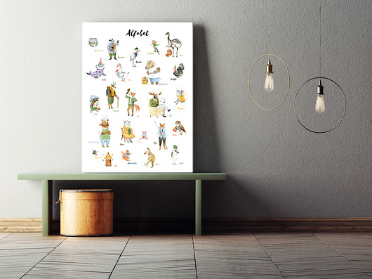 Plakat z alfabetem (NIE)ZWIERZĘTA 50X70cm HI LITTLE