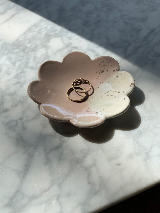 pojemniki na biżuterię Ceramiczna Miseczka Kwiat na Drobiazgi Biżuterię Pink Safari
