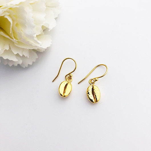 kolczyki pozłacane Kolczyki pozłacane z  kawą, biżuteria z kawą