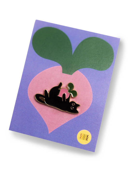 przypinki Pin kot kocie psoty ręcznie malowany Kabak