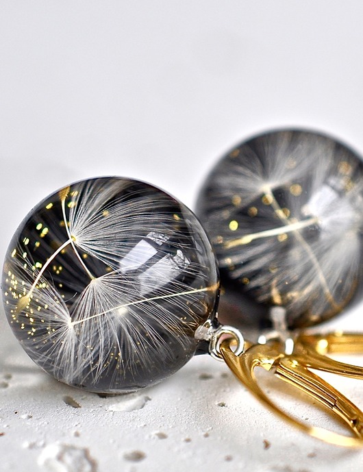 Kolczyki srebrne z nasionami dmuchawca Grol Jewellery