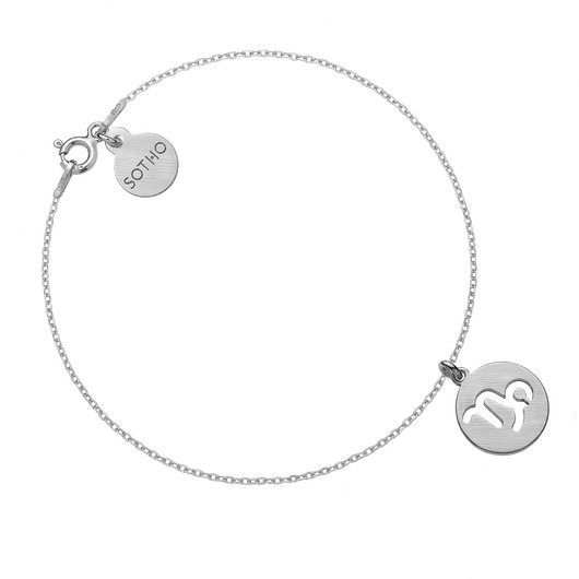 srebrne naszyjniki Srebrna matowa bransoletka z zodiakiem Koziorożca