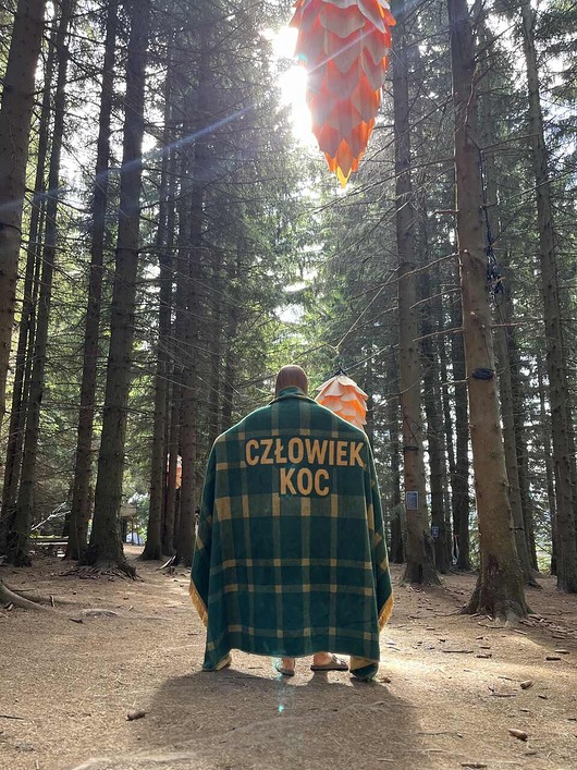 koce i narzuty CZŁOWIEK KOC Zielono-musztardowy