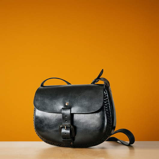 torby na ramię Torebka skórzana ręcznie robiona góralska Elena Czarna na ramię