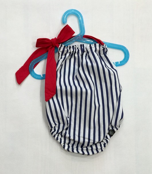 Opalacz Rampers z bawełny w marynarskie paseczki KG Handmade