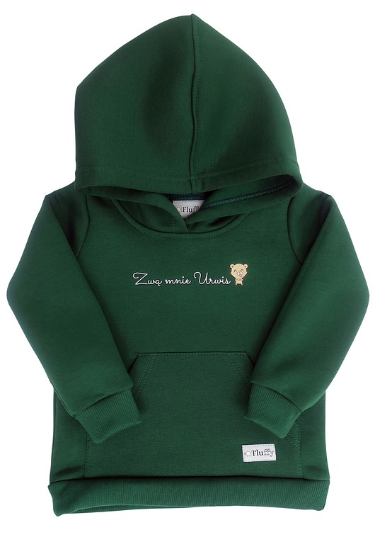 bluzy dla chłopców Bluza z kapturem ciemna zieleń URWIS, 100%PL