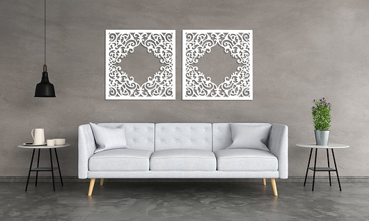 Ozdoby na ścianę DEKORACYJNY PANEL AŻUROWY, FLOREALI, DEKORACJA ŚCIENNA 3D, ORNAMENT, DYPTYK, 
