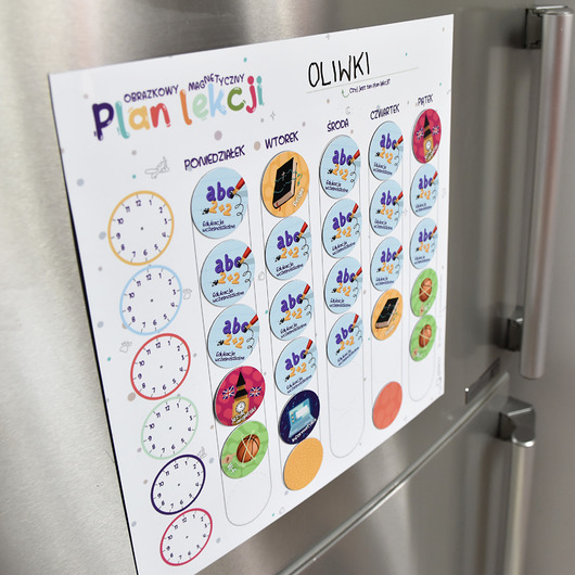 pokój dziecka - różne Obrazkowy Plan Lekcji z planszą magnetyczną