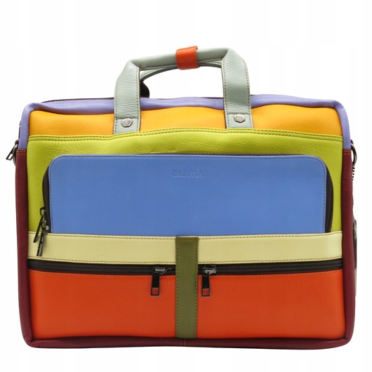 torby na ramię Aktówka torba na laptopa skórzana rączki regulowany pasek kieszenie OLIVKA