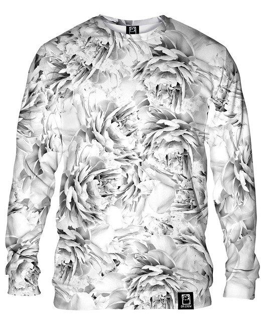 bluzy męskie Bluza Bez Kaptura Męska DR.CROW Peonies White