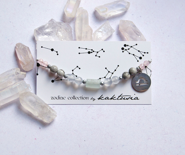 bransoletki z kamieni naturalnych WAGA - zodiac collection - PREMIUM  SILVER